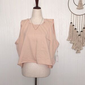 NWT $115 NSF Soulcycle Fonda blush muscle tee XS S fitness yoga cropped